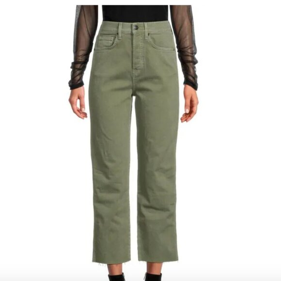 Veronica Beard Blake High Waist Straight Leg Crop Green Jeans 27 - Picture 1 of 5